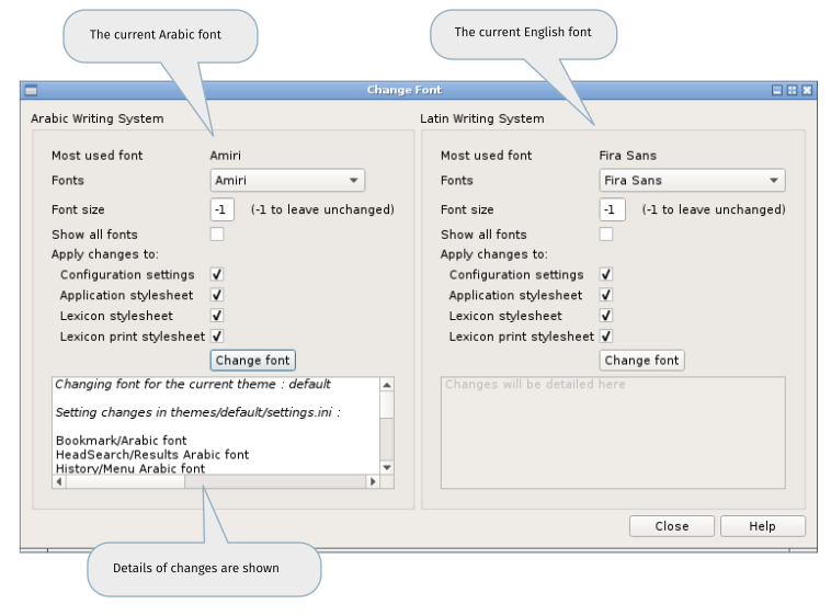 Font Change Dialog